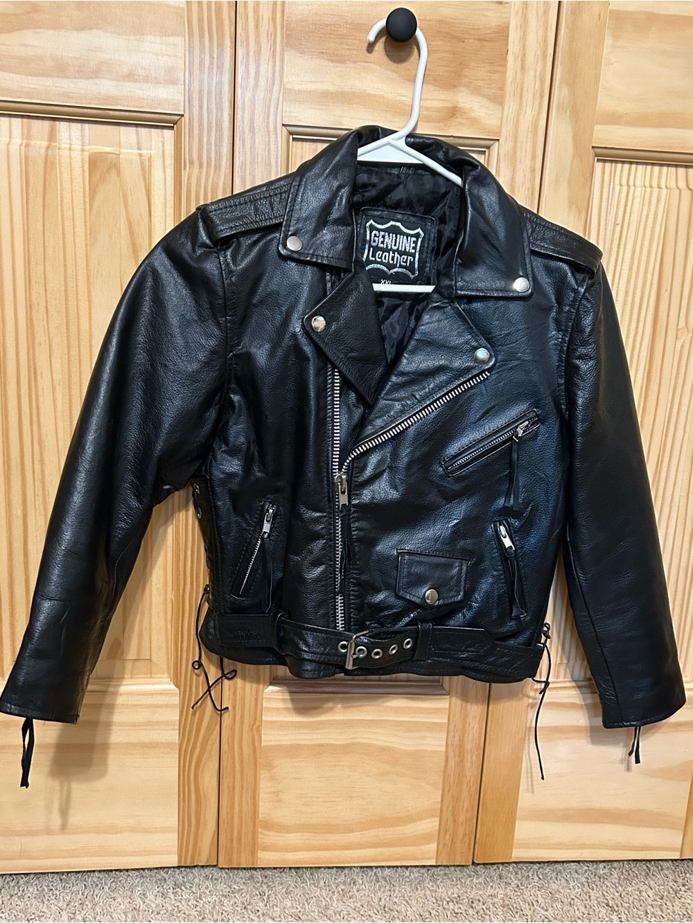 Genuine Leather Black Kids Biker Jacket - Classic Moto Style